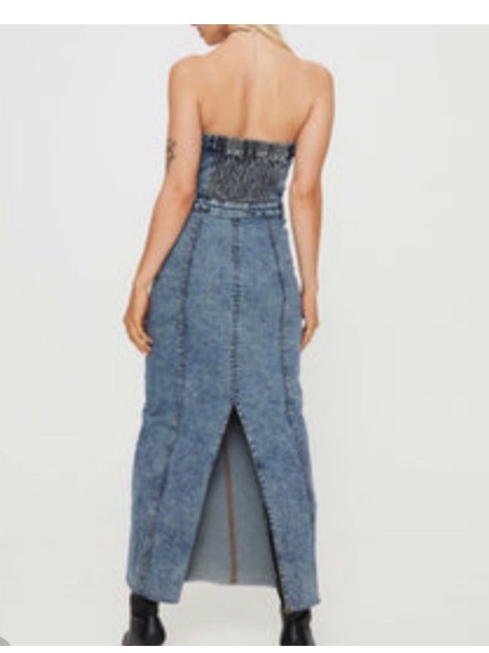 Princess Polly Strapless High-Waist Blue Denim Maxi dress size 2 - Picture 2 of 14